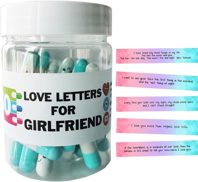 Gifts For Girlfriend Prewritten Message In Capsule Lovely Notes Birthday Anniversary Valentines Day Gifts for Her (Light Blue Girlfriend 50pcs)