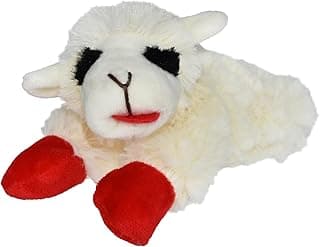 Multipet Lamb Chop Dog Plush Toy - Squeaky Toy for All Dogs - Extra Soft Plush - Stuffed Animal Dog Toy for Cuddling & Playing - Cute Pet Toy (6", Cream)