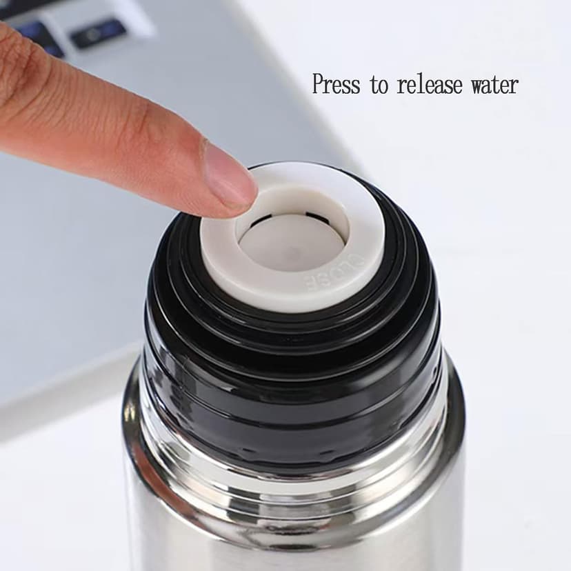 Stainless Steel Thermal Bottle with Cup Vacuum Insulated Bottle for Hot and Cold Drinks Coffee Cup Travel Mug Vacuum Flask for Tea 17Oz/500Ml(Silver)
