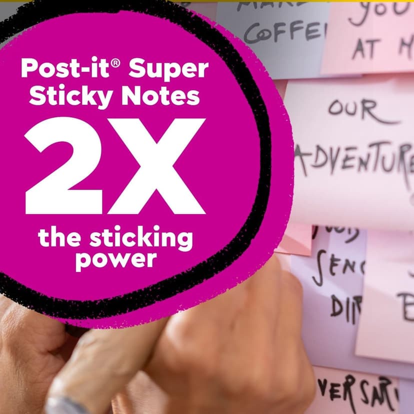 Post-it Super Sticky Notes-to-go Pop-Up Notes, 3 in. x 3 in., 6 Dispensers with 540 Total Pastel Sticky Notes in Pink Salt Color, Great for School, Office, Classroom, or Home