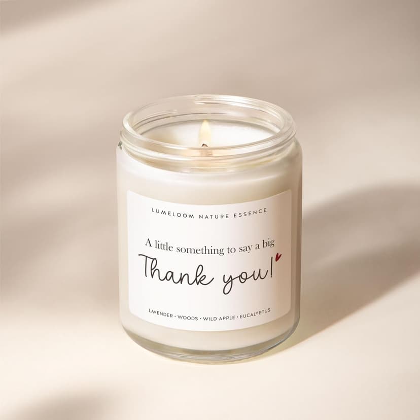 Thank You Gifts for Women, Men - 9oz Lavender Scented Soy Wax Candle - Thank You Candle, Hostess, Appreciation Gifts for Women, Teacher, Coworkers, Friend, Nurse, Boss, Christmas