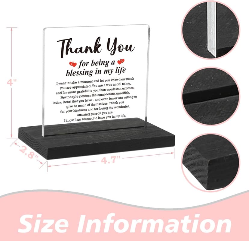 Thank You Gifts for Women Men, Appreciation Gifts for Friends, Birthday Retirement Gifts for Mom Family, Thank You for Being A Blessing in My Life Home Office Desk Décor Sign, DSF135