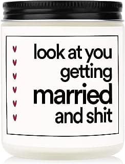 BaubleDazz Funny Wedding Gifts, Bachelorette & Bridal Shower Gift for Bride, 7oz Lavender Scented Soy Wax Candle, Bride to Be, Engagement Gifts for Couples