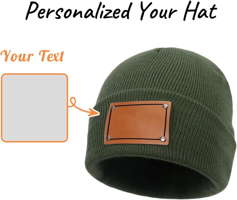 Custom Toddler Baby Beanies, Mama Mini Matching Hats, Leather Patch Baby Knit Hats, Winter Beanies for Infant, Kids Adults