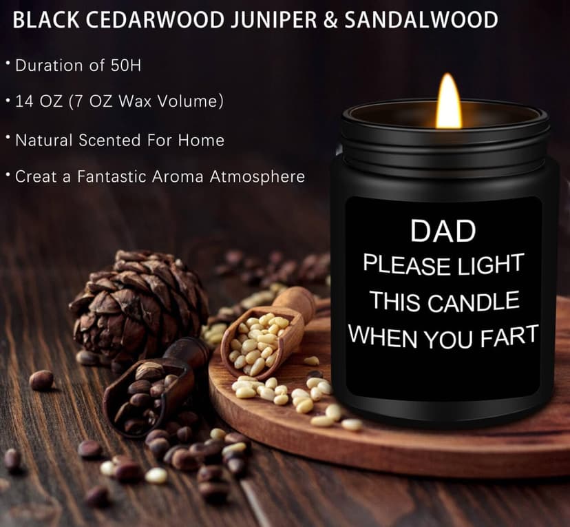 Homsolver Gifts for Dad, Fathers Day Christmas Birthday Dad Gifts from Daughter Son - Sandalwood Scented Candle (7OZ)