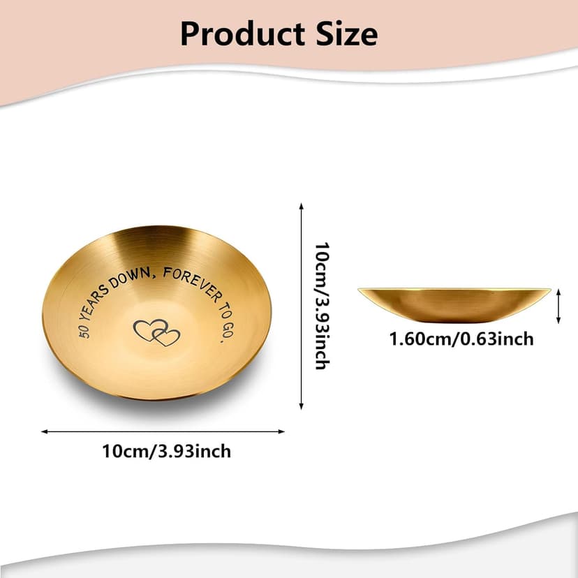 50th Anniversary Day Gifts for Couple Wedding Anniversary Day Gifts for Wife Gold Anniversarys Day Gift for Parents Mothers Day Gift for Grandma Gold Anniversarys Decoration Valentine Jewelry Tray