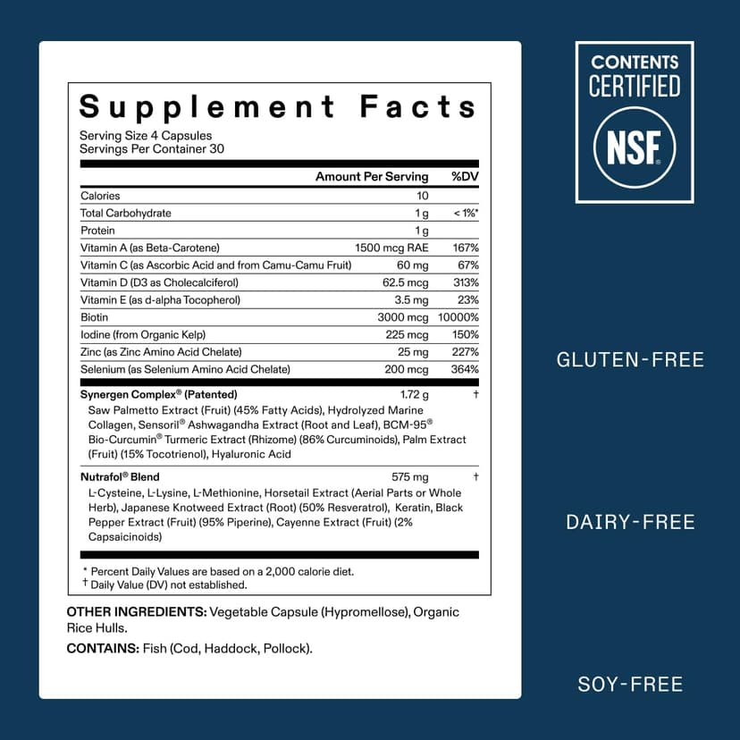 Nutrafol Men's Hair Growth Supplements, Clinically Tested for Visibly Thicker Hair and Scalp Coverage, Dermatologist Recommended - 1 Month Supply