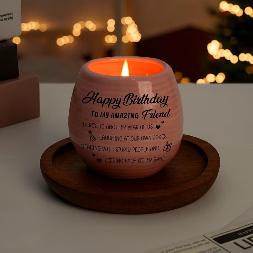 Happy Birthday Gifts for Women - Funny Best Friend Friendship Birthday Gifts for Women Bestie BFF Coworker Classmate - 10oz Lavender Scented Soy Wax Candle