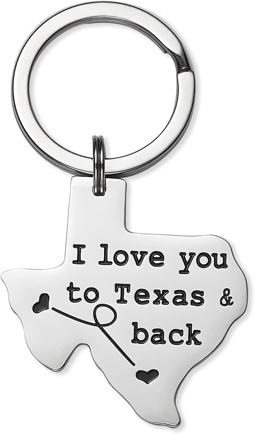 Texas Keychain Long Distance Relationships Gifts I Love You to Texas and Back