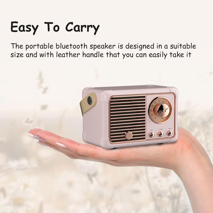 Retro Bluetooth Speaker, Portable Wireless Speaker with Crystal Clear Stereo Sound Rich Bass, Best Birthday Gifts Ideas for Women Teenage (Pink)