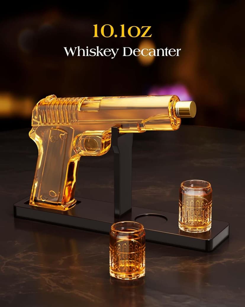 Gifts for Men Dad, Whiskey Decanter Set with 2 Glasses, Unique Gift for fathers day, Husband, Boyfriend, Brother, Anniversary Memorial Day Birthday Gift Ideas, Cool Drinking Accessories for Home Bar