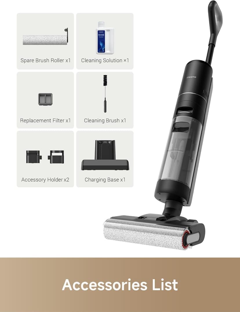 DREAME H12 PRO Vacuum Mop, Wet Dry Vacuum Cleaner for Hard Floor, Vacuum and Mop at The Same Time for Wet & Dry Messes, Auto Self-Cleaning, Edge to Edge Cleaning with Hot Air Drying