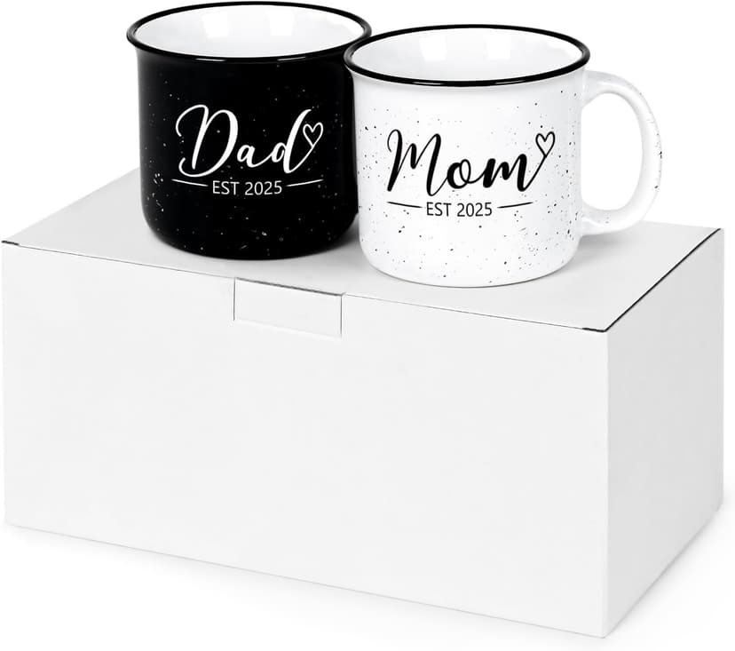 Maustic Mom and Dad Mugs, New Parents Gifts for Couples, New Mom and Dad Gifts for Expecting First Time Parents, 15 Oz