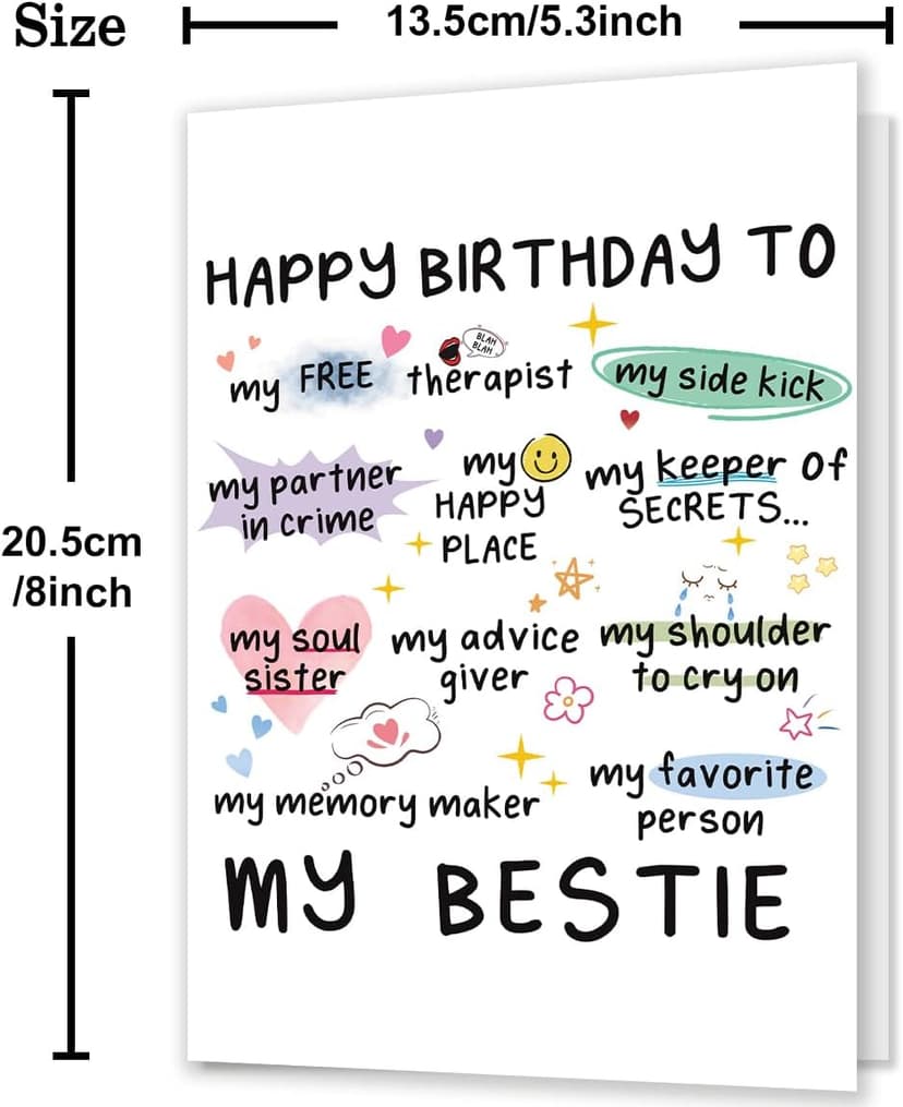 Funny Birthday Card for Women Sister, Happy Bday Gifts for Bestie, Bestie & Friendship Birthday Card