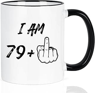 YHRJWN 80th Birthday Gifts for Women Men, I Am 79 Plus Middle Finger Coffee Mug, 80th Birthday Gifts Ideas for Best Friends, Grandma, Grandpa, Best 80 Year Old Gifts for Her Him, Novelty Cup, 11 Oz