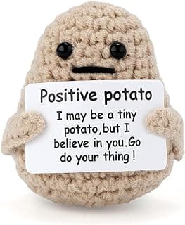 Mini Funny Knitted Wool Potato Toy with Positive Card - Creative Cute Crochet Doll Cheer Up Gift for Friends, Parties, Christmas Decoration and Encouragement