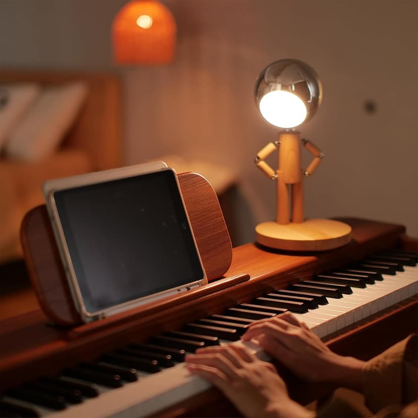 Pause Moon Lamp, Creative Wood LED Desk Lamp, Unique Decorative Lighting for Bedroom, Lamps for Night Stands, Rechargeable Cordless Lamp Office & Gift