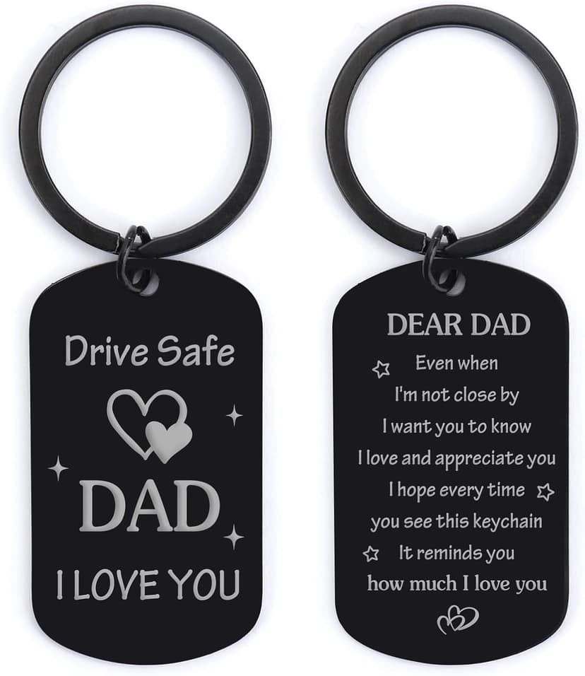 Gifts for Dad from Daughter Son, Drive Safe Keychain Dad Christmas Gift Stocking Stuffers for Birthday Thanksgiving Father's Day Gift for Husband from Wife