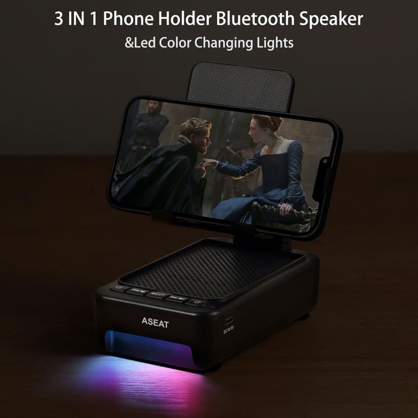 Gifts for Men Him, Cell Phone Stand with Bluetooth Speaker&Led Color Changing Light, Unique Gifts for Women Dad Her Husband, Cool Tech Gadget Wireless Speaker, Birthday Gifts for Men, Ideal Gifts