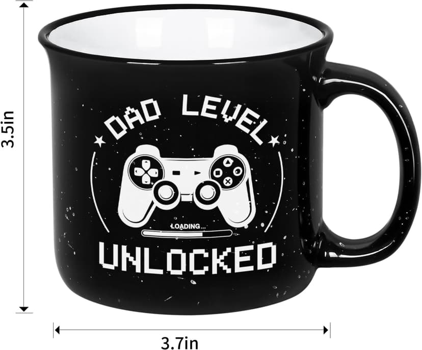 Cabtnca New Dad Gifts First Time, Dad Level Unlocked Mug, Birthday Christmas Father's Day Gifts for New Daddy, 15 Oz