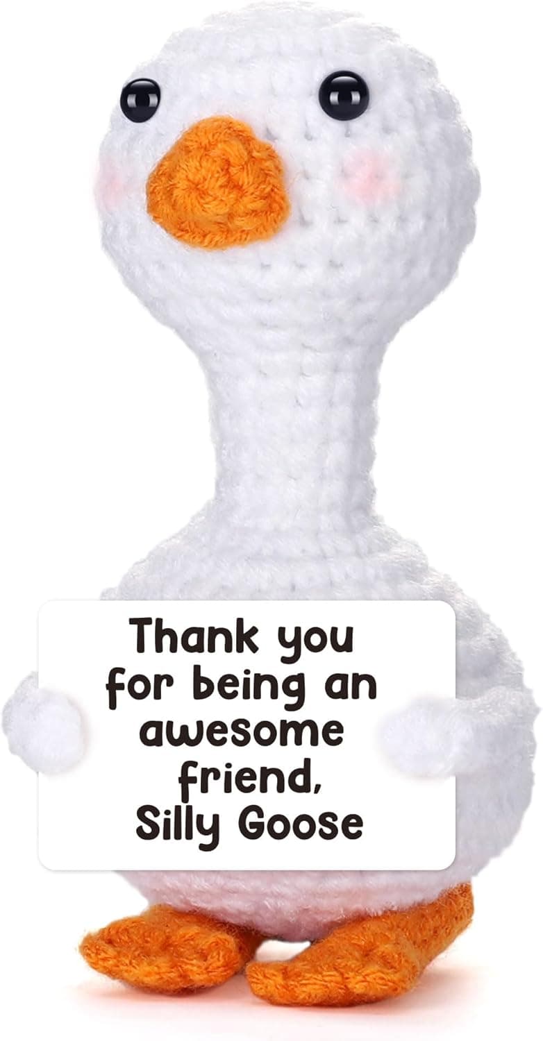 Mini Goose Best Friend Birthday Gifts for Women Men, Friendship Gifts for Her College Teen Girls, Thanksgiving Christmas Bestie BFF Long Distance Gift, Handmade Crochet Animals Funny Desk Silly Goose