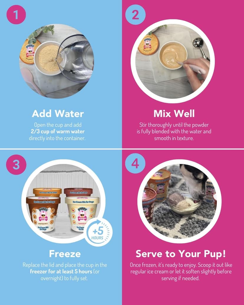 Dog Ice Cream Mix (Maple Bacon Flavor), 4.65 oz - Just Add Water and Freeze at Home, Powder Mix with Ice Cream Cup and Reusable Lid - Made in USA