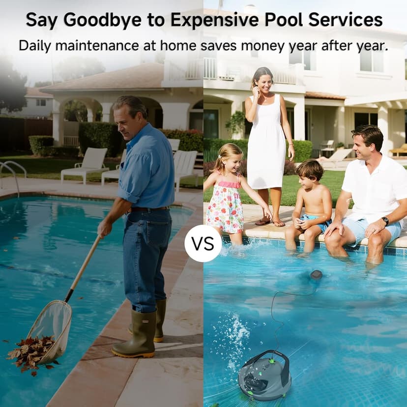 PF1 Cordless Robotic Pool Vacuum Cleaner for Above & In-Ground Pools with Retrieval Buoy, Max Cleaning Coverage 1345 Sq.ft, 150Mins Runtime, Self-Parking, Fast Charging, Deep Gray