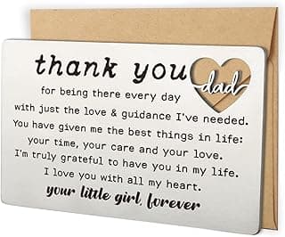 YODOCAMP Thank You Dad Engraved Wallet Card Inserts, Dad Gifts from Daughter, Birthday Father's Day Thanksgiving Christmas Valentines Gifts Card for Dad Father Papa