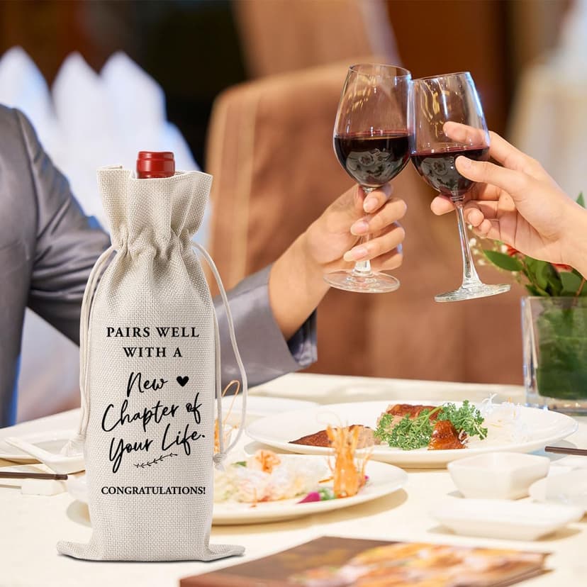 YUANHAO Moving Away Gifts for Friends, Farewell Gifts for Coworkers, Going Away Gift for Women Men, Goodbye Gift for Coworkers, Funny New Chapter Wine Bag