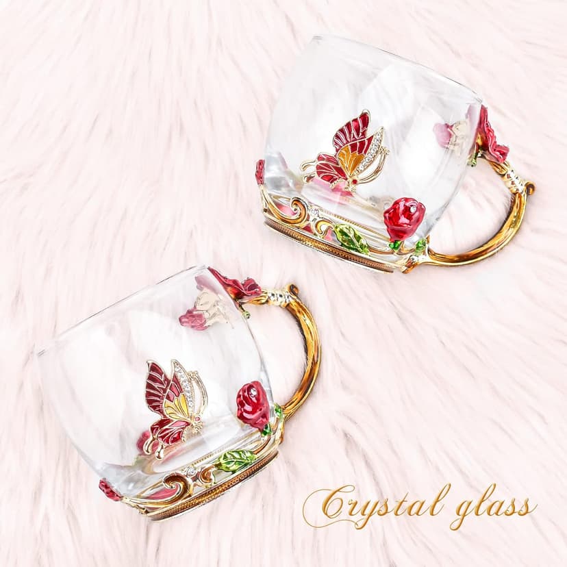 OEAGO Gifts for Mom Women Stocking Stuffers for Women Christmas Glass Coffee Enamels Mug Valentines Gifts for Her Girlfriend Wife Best Birthday Valentine's Mothers Day from Daughter Son Tea Cup