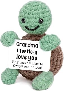 Mini Funny Turtle Grandma Gifts, Birthday Gifts for Grandma from Granddaughter Grandson Grandkids, Nana Gigi Love Small Cute Stuff Things, Handmade Emotional Positive Crochet Turtle
