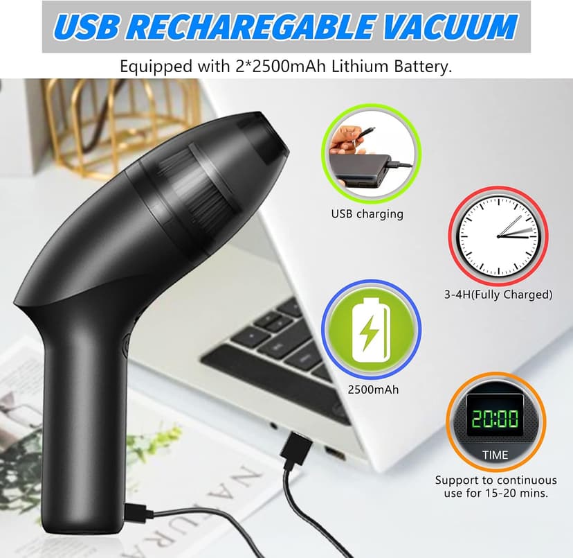 4.3Kpa Keyboard Vacuum Cleaner Mini：Handheld Computer Vacuum Cordless for Car Laptop Sewing Machine Portable Keyboard Vac USB Desk Crumbs Dust Cleaners