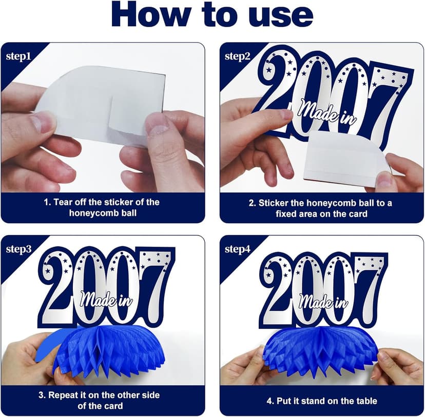 11Pcs 18th Birthday Decorations Kit for Boys Men, Blue Sliver Happy 18th Birthday Banner, Awesome Since 2007 Centerpieces Swirls Party Supplies, Eighteen Bday Banner Ceiling Table Topper Sign