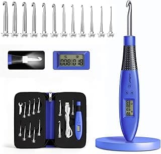 Light Up Crochet Hook Set Lighted Crochet Hook Set with 12 Different Size Interchangeable Crochet Needle, Ergonomic with 2 Levels Led and Digital Stitch Counter for Crocheting and Knitting