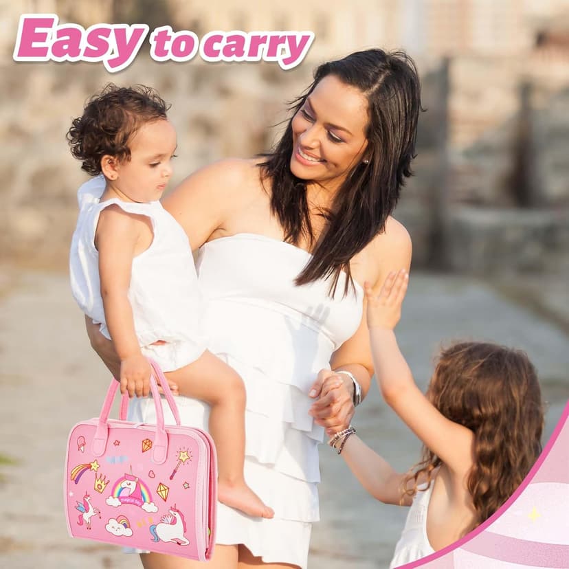 Montessori Busy Board for Toddlers 1-4 Years Old – Sensory Educational Toy for Fine Motor Skills, Travel-Friendly Activity Book, for Boys & Girls, Pink