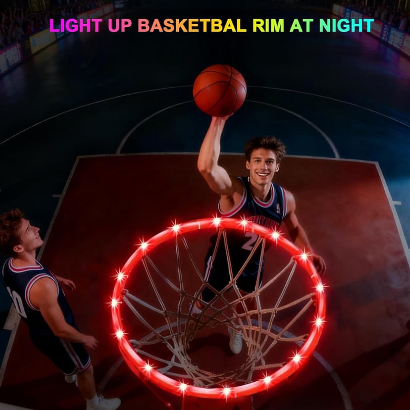 LED Basketball Hoop Lights, Remote Contral Basketball Goal Accessories Light Up Hoop Rim, 16 Color Change, Waterproof, Basketball Gift for Youth Boys Girls Men Kids