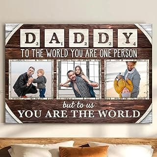 Personalized Father's Day Canvas Custom Photo Wall Art Gifts for Dad, Daddy To The World You Are One Person Poster, Father's Day Gift from Daughter or Son, Custom Dad Photo Art, Christmas Gifts #1