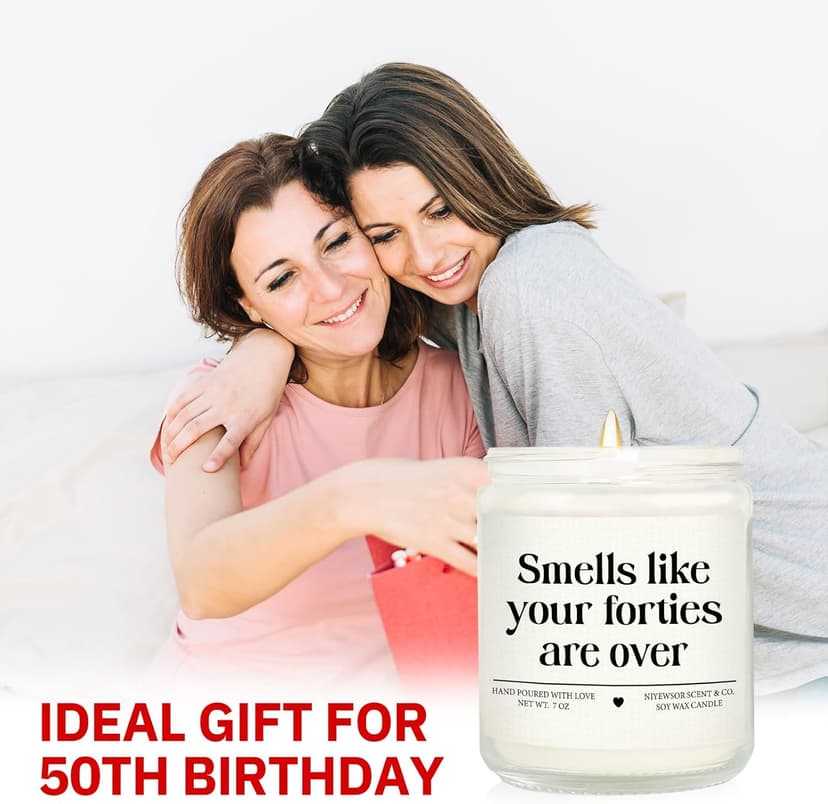 Niyewsor 50th Birthday Gifts for Her Him, Fifty Birthday Candle, 1975 50th Birthday Decorations for Women Men, 50 Year Old Bday Gifts for Friend, Sister, Mom, Dad, Handmade, 7oz