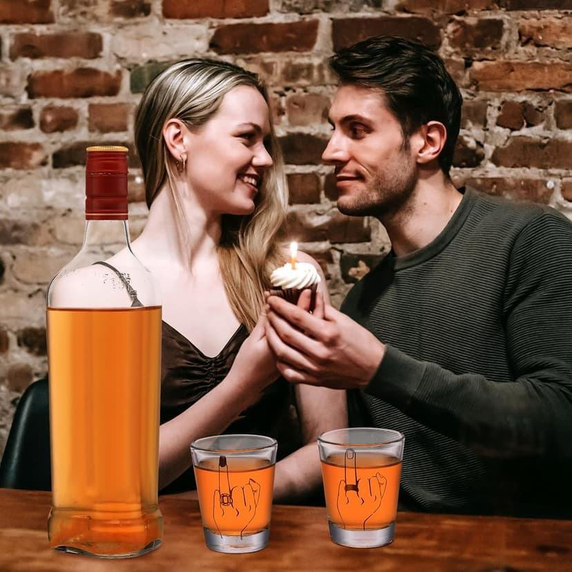 Mimorou Bride and Groom Glasses 2 Pieces Ring Finger Wedding Funny Bride Wine Glass 2 oz Mr and Mrs Engagement Gifts Stemless for Newlyweds Couples(Classic,1.93 Inch)