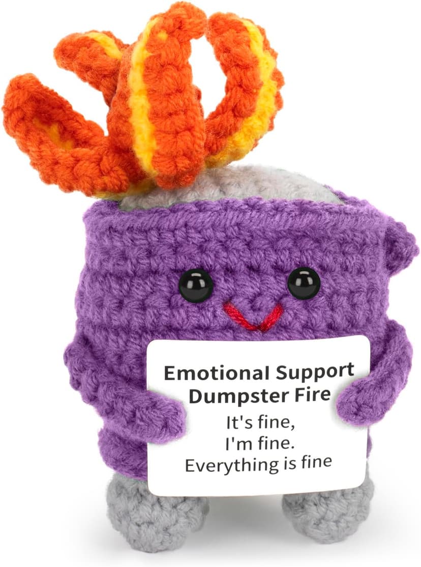 Appreciation Gifts for Her Emotional Dumpster Crochet Fire, Knitting Dumpster Doll, Funny Cheer Up Gag Gifts for Friends Birthday (Purple)