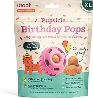 WOOF Pupsicle Birthday Pops - Healthy Dog Treats - Pre-Made Pupsicle Refills - Wholesome Ingredients - Naturally Sweet - Cake-Flavored Birthday Treat for Dogs - XL
