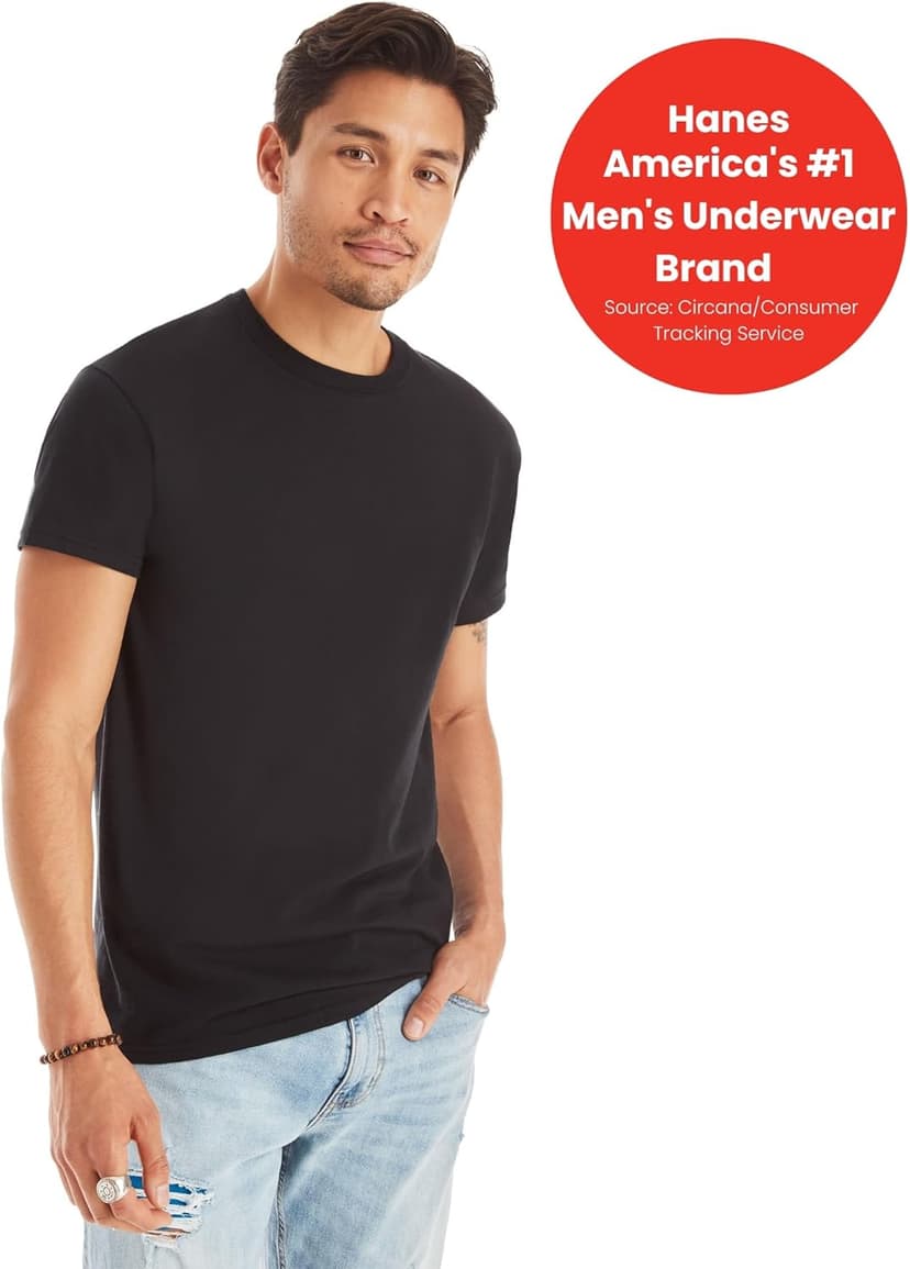 Hanes Packs, Stay-Tucked Soft Cotton, Best Undershirts for Men, White/Black/Asstd Multipacks