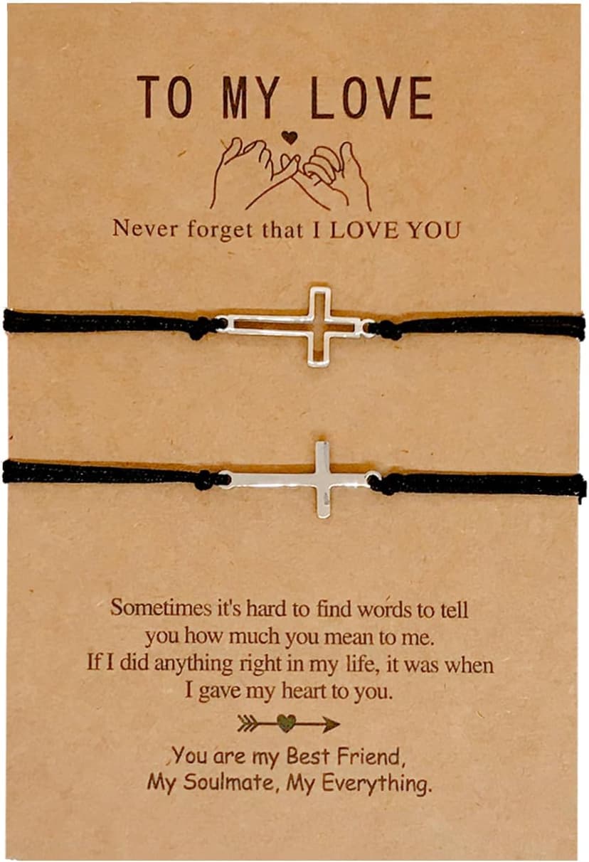 Couples Bracelets Matching Bracelets for Couples Relationship Bracelets for Bf and Gf Cross Bracelet for Best Friends for Him and Her Boyfriend Girlfriend Bracelets