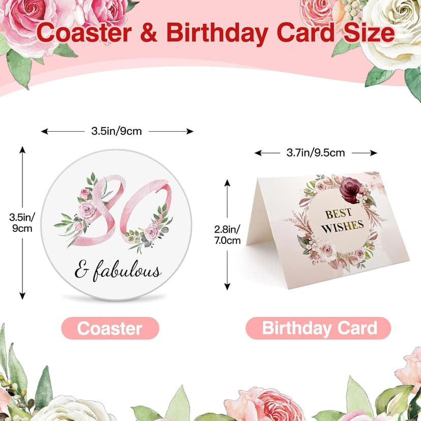 80th Birthday Gifts for Women Her, 1945 Vintage Birthday Coffee Mugs with Silicone Coaster, Fabulous 1945 Gifts Ideas for 80 Years Old Women Mom Sisters Grandma