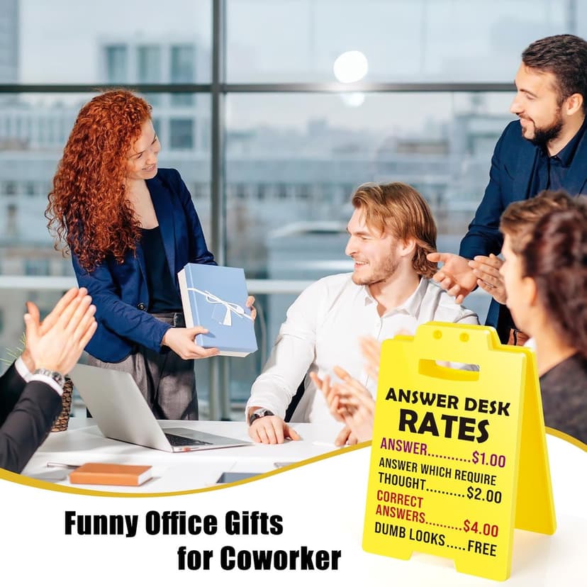MBL Funny Office Decor Accessories - Answer Desk Rates, Gag Fun Cubicle Decoration Plaque Sign Gifts for Women Men Coworker Teammate Teacher Employee Bosses Appreciation Boss Day White Elephant