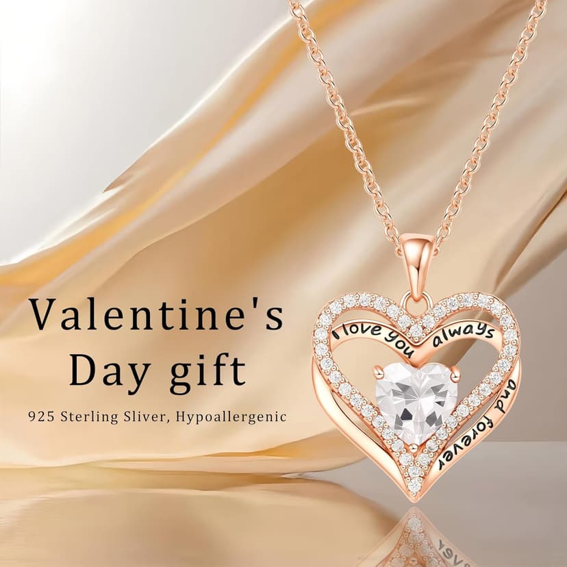 Preserved Red Rose Gift Box with Heart Necklace Eternal Real Rose Dainty Love Pendant Romantic Gift for Women on Anniversary, Birthday, Valentine’s Day