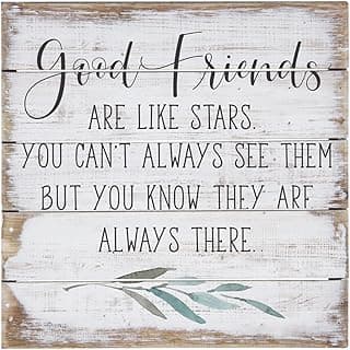 Simply Said, INC Perfect Pallet Petites Good Friends Are Like Stars Sign, Rustic Wooden Friendship Plaque, Farmhouse Shelf or Wall Decor, 8 Inch