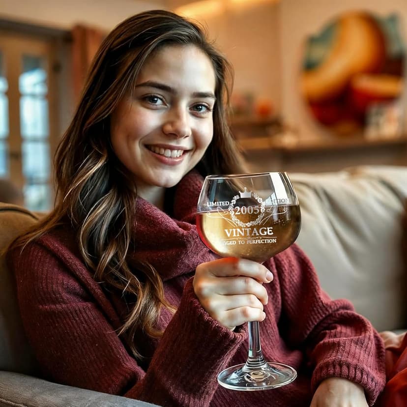 21ST Birthday Gifts for Her, Vintage 2004 Engraved 21st Wine Glass, 21 Year Old Birthday Decorations For Women, Funny 21 Bday Gifts Idea For Women, Friends, Daughter, Sister - Turning 21 Present