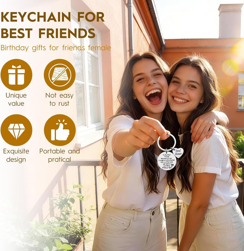 iJuqi Soul Sister Keychain Gift for Best Friends - Birthday and Christmas Gifts for Women