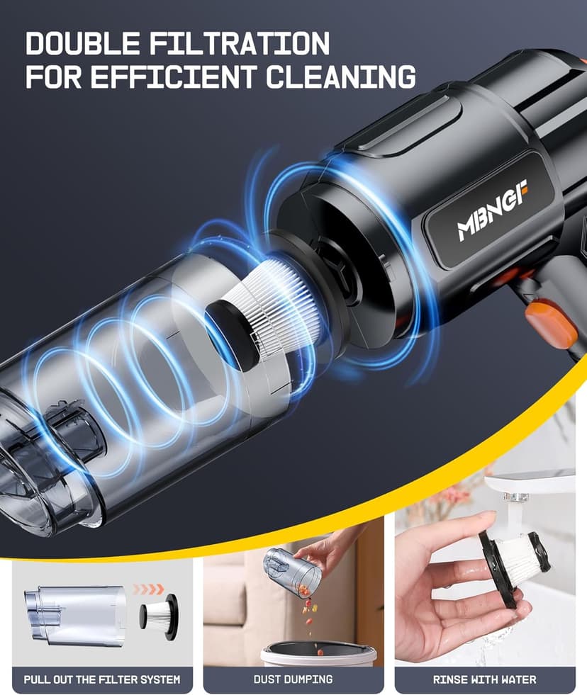 Car Vacuum Portable Cordless,35000PA High Power Suction & Blower, Handheld Vacuum Cleaner for Car, Home, Desktop, Keyboard(Fog Black)